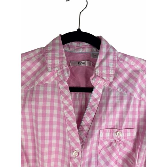 BPC Pink Gingham Button Up Blouse- Size 4 - Picture 3 of 8